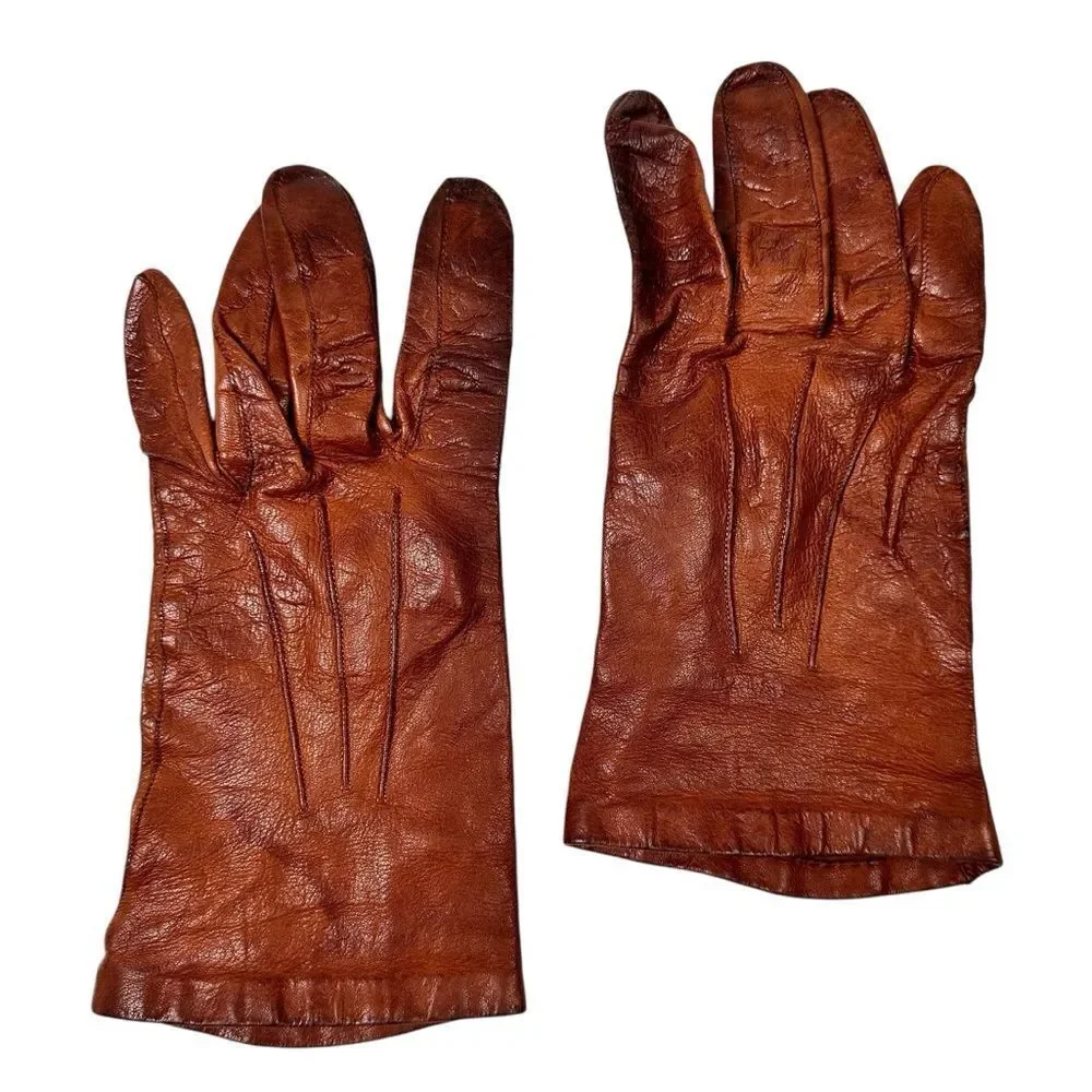 Vintage Women’s Brown Leather Gloves Small Petite 50s 60s